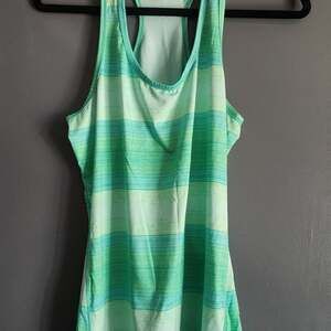 Brooks Women's Ghost Racerback Tank Top Surf Scape Green Striped